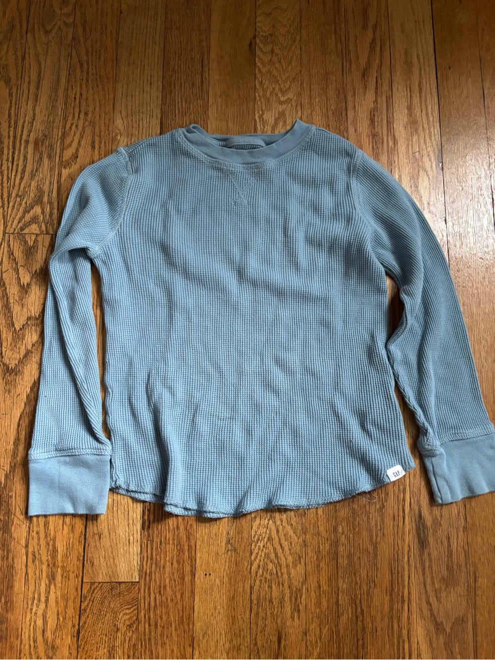 Kids Light Blue Waffle Knit Crewneck Shirt